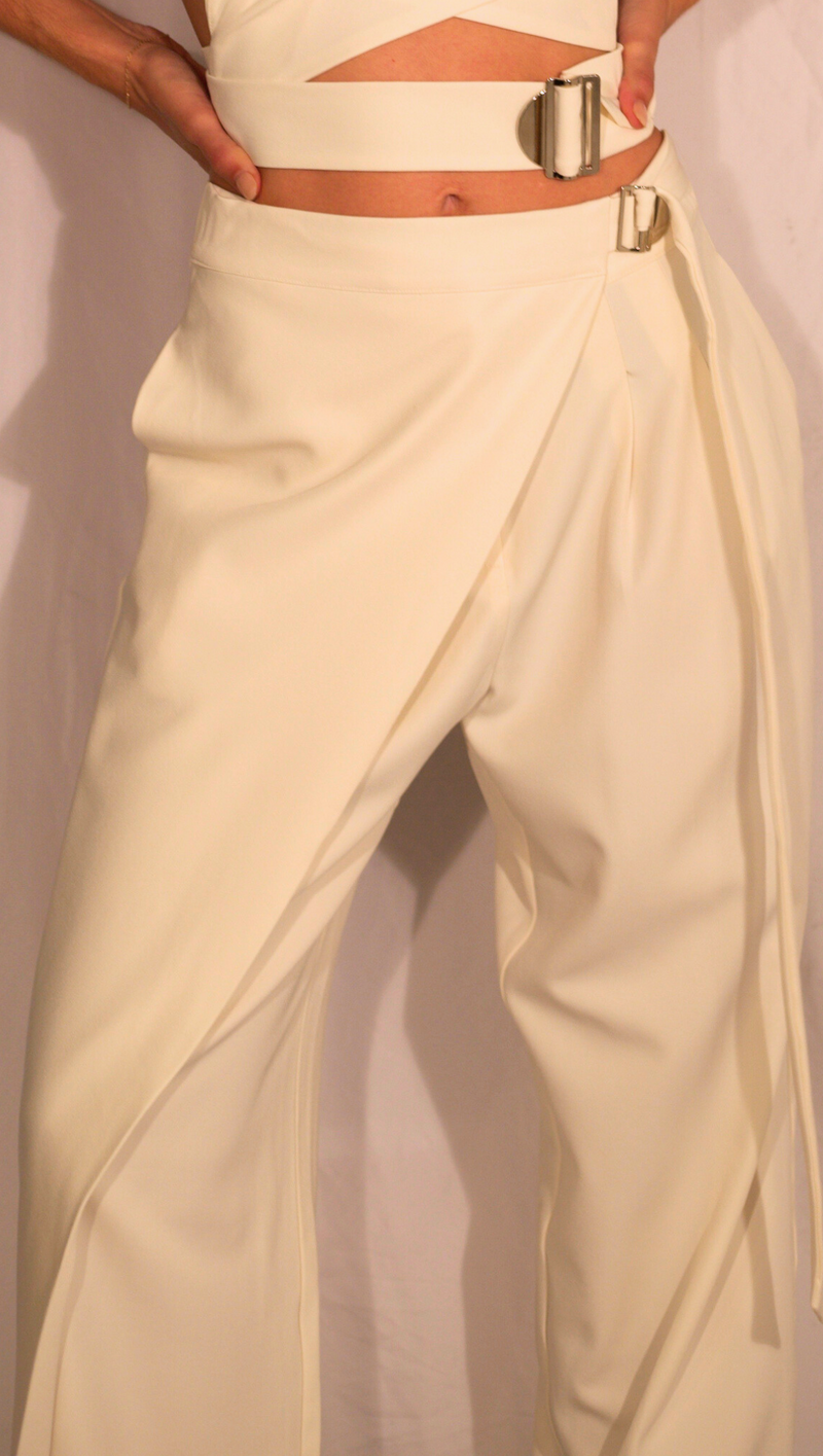 Monroe Wrap Trouser - Ivory