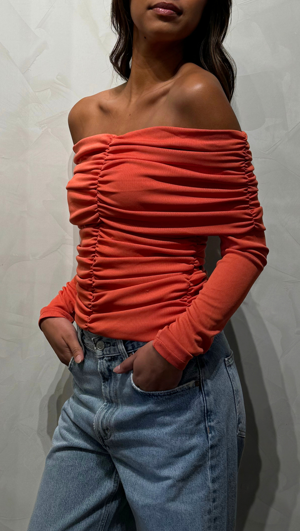 Colette Cold Shoulder LS - Burnt Orange