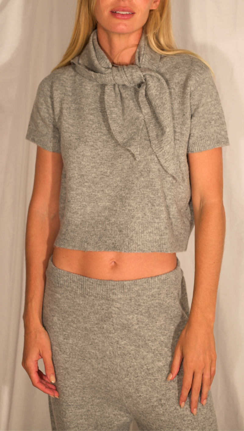 Knit Jogger Set and Scarf -Grey