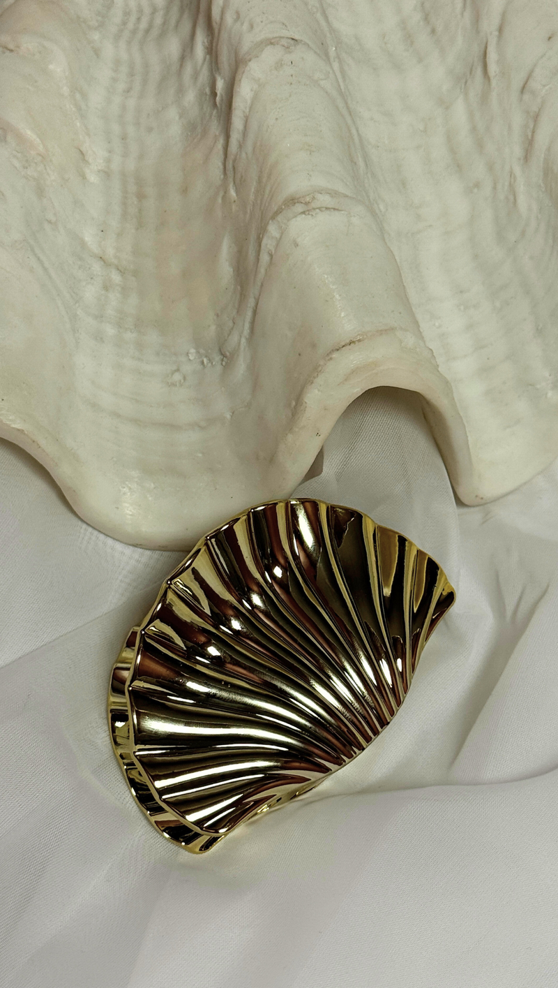 Large Seashell Hair Claw - Gold