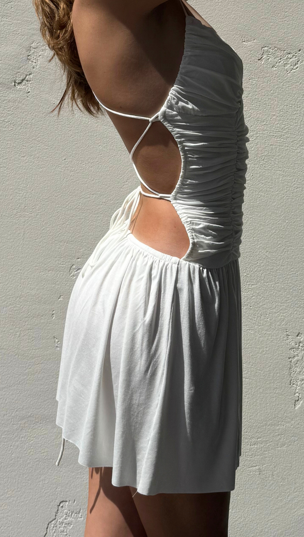 Catana Ruched Mini Dress - Off White