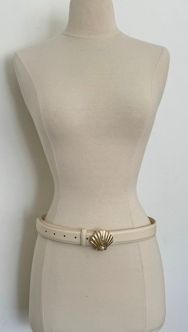 Seashell Buckle Belt - Beige