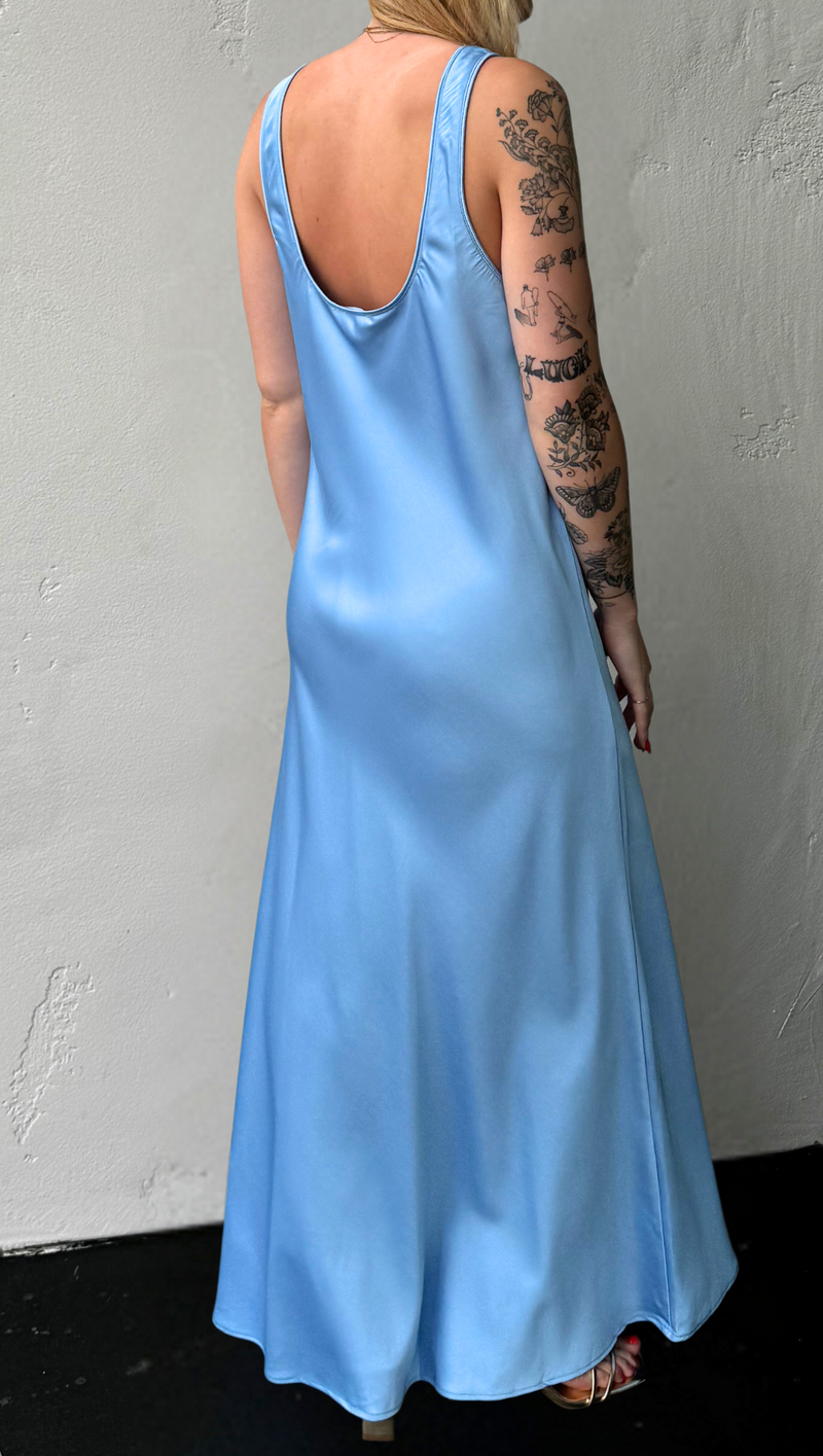 Maria Maxi Slip Dress - Sky Blue