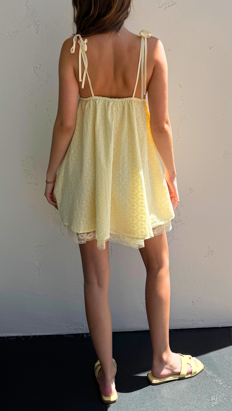Ruby Eyelet Mini Dress - Vanilla