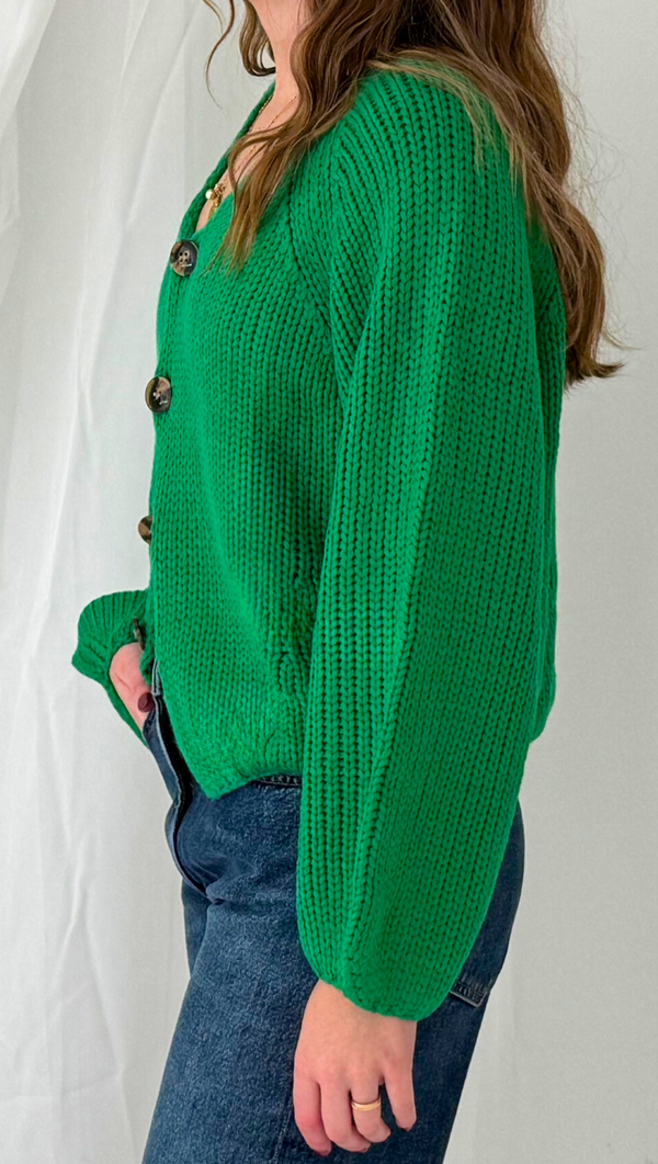 Dea V Neck Sweater - Green