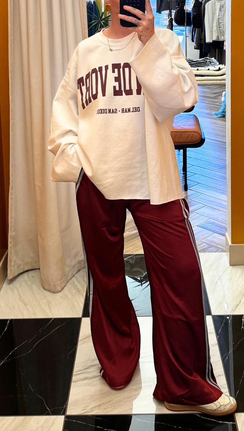 Anine Varsity Stripe Pant - Burgundy