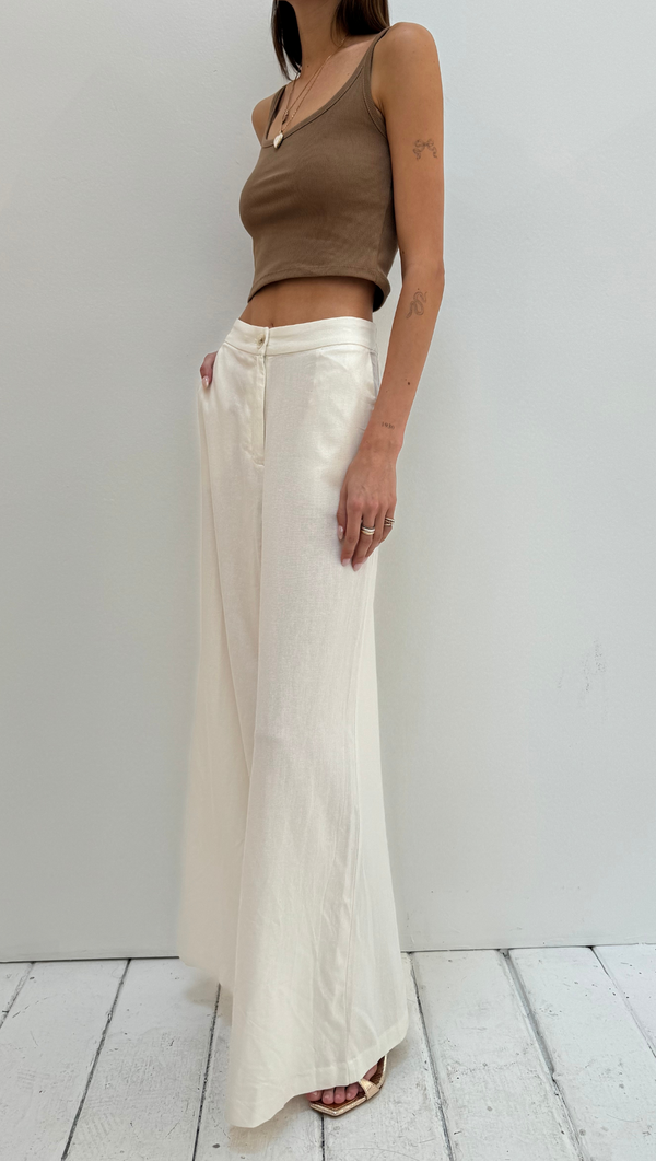 Mia Wide Leg Pant - Ivory