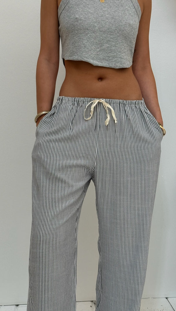 Lilah Drawstring Pant - Blue Stripe