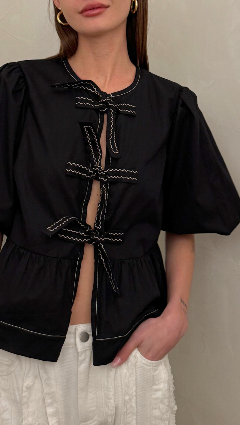 Top With Knots Detail - Black