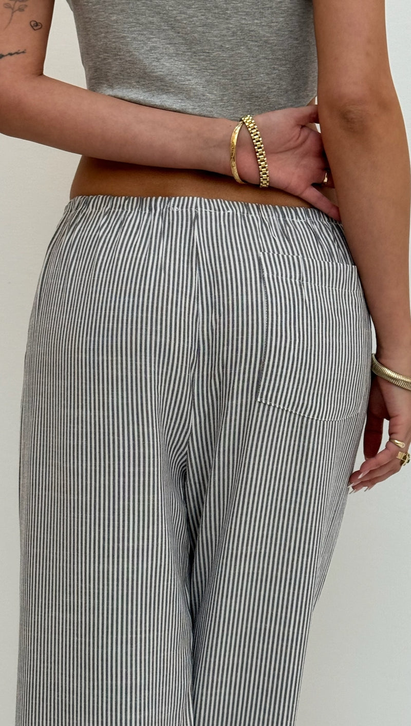 Lilah Drawstring Pant - Blue Stripe