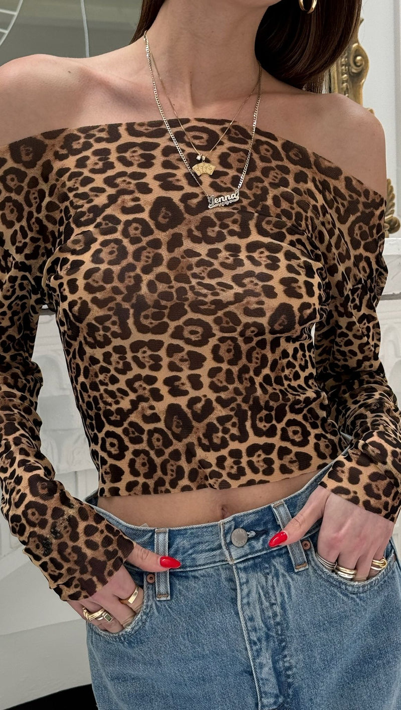 Hazel Off the Shoulder Top - Leopard