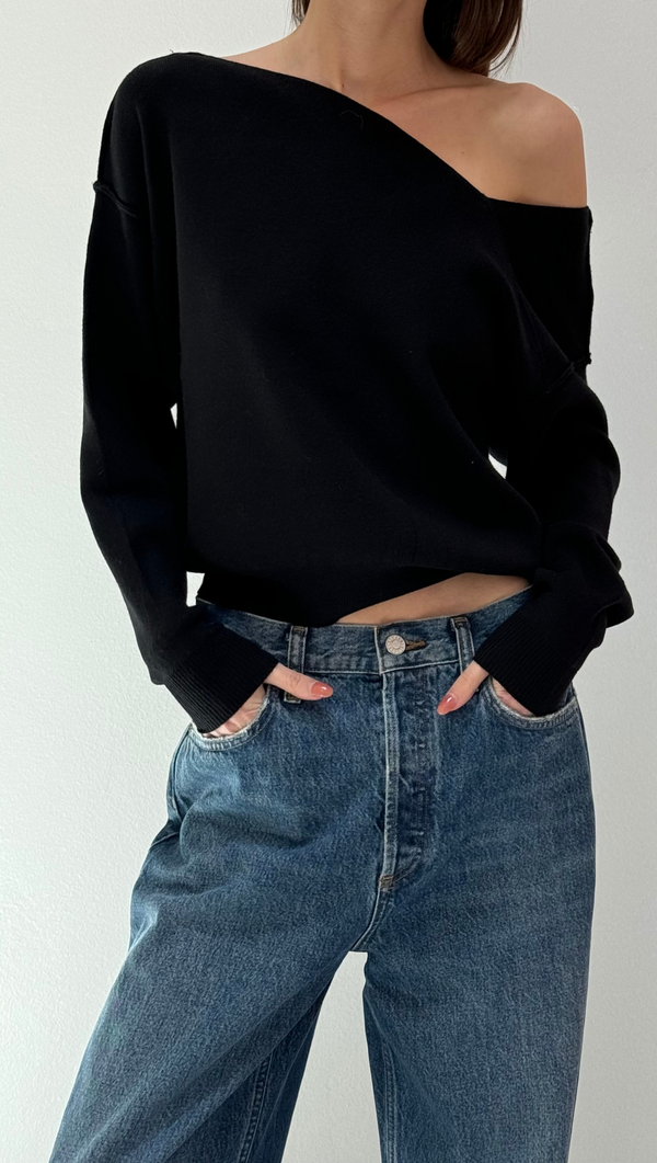 Favorite Off Shoulder Sweater - Black