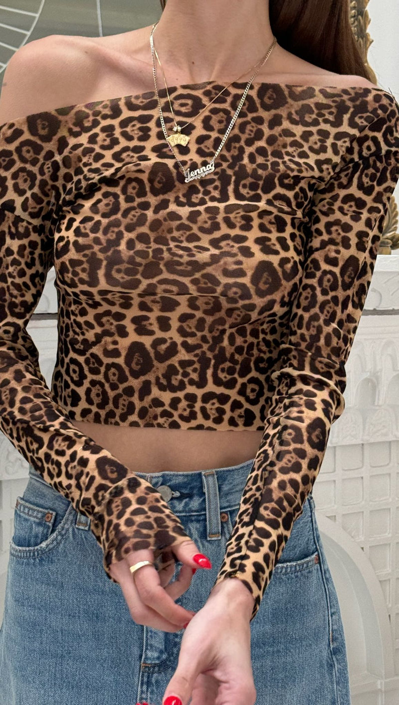 Hazel Off the Shoulder Top - Leopard