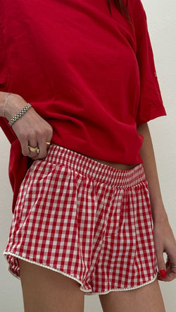 Isabella Gingham Shorts - Red