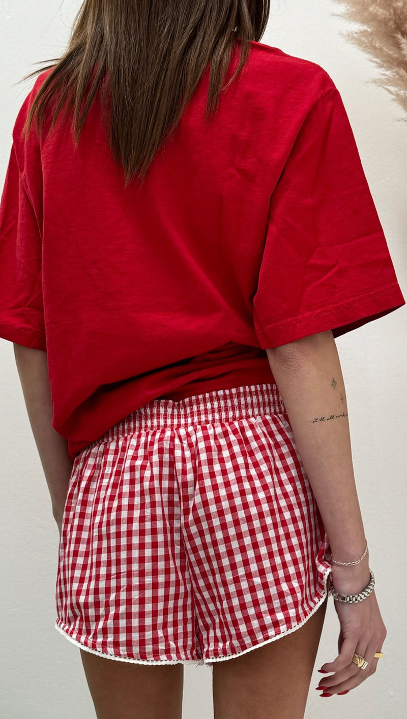 Isabella Gingham Shorts - Red