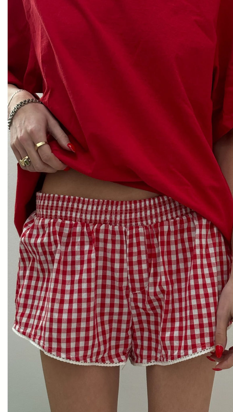 Isabella Gingham Shorts - Red