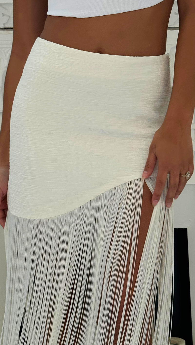 Bali Fringe Skirt - Cream