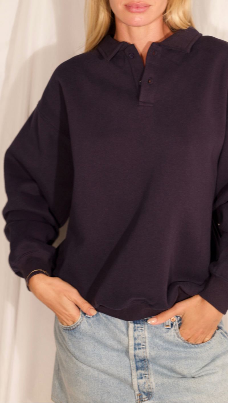 Cosette Polo Sweater - Navy