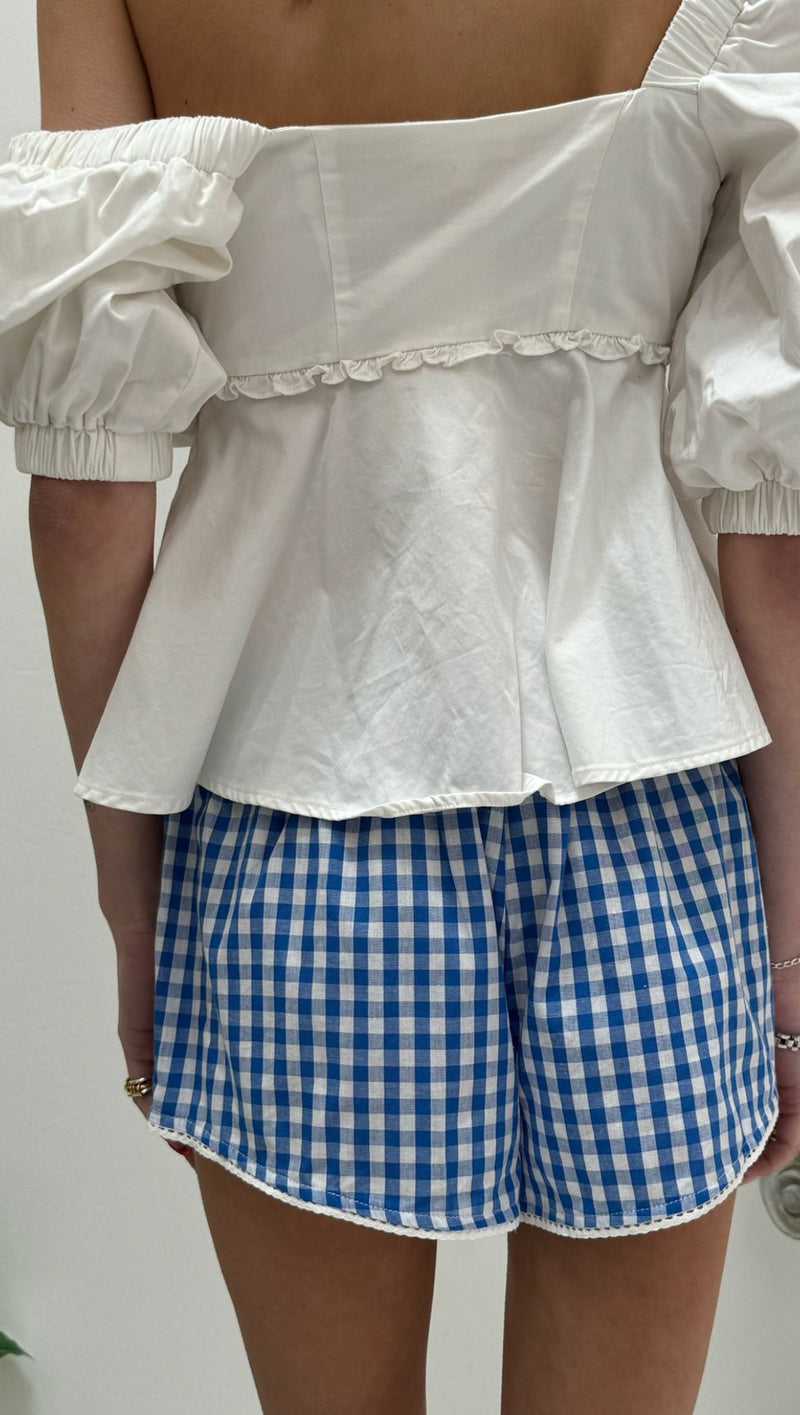 Isabella Gingham Shorts - Blue