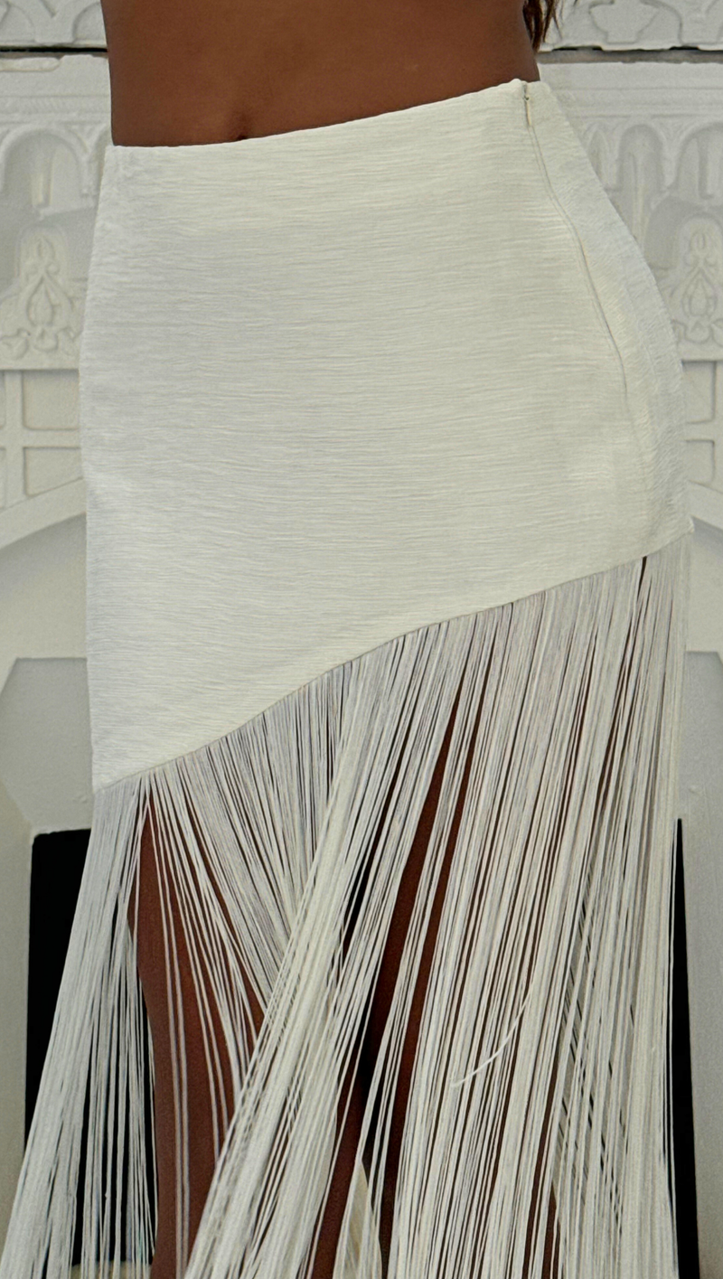 Bali Fringe Skirt - Cream