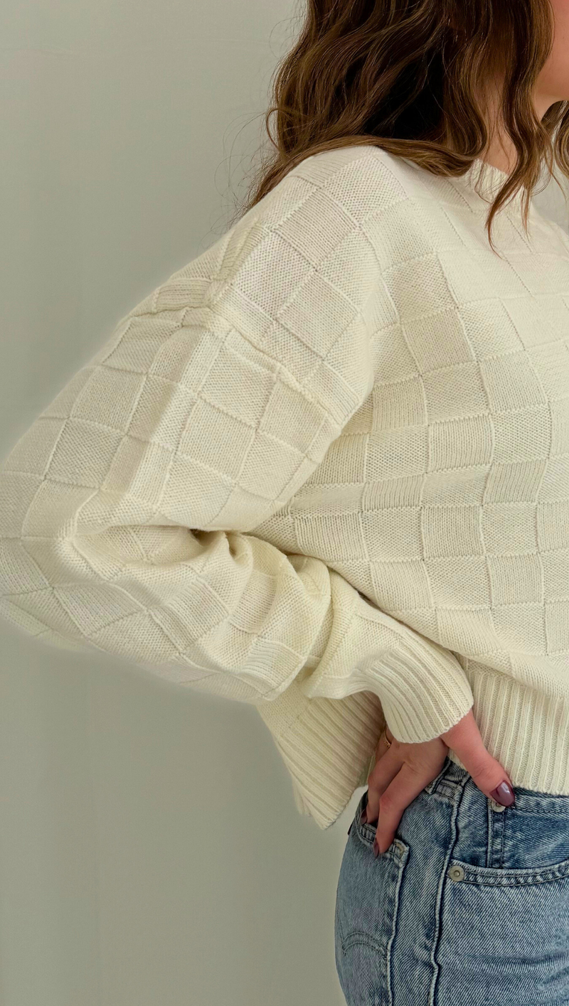 Wisteria Checkered Sweater - Cream