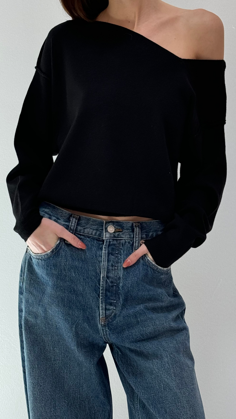 Favorite Off Shoulder Sweater - Black