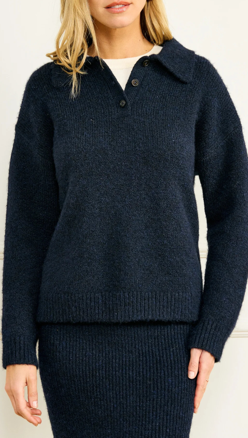Hart Polo Knit Sweater - Navy