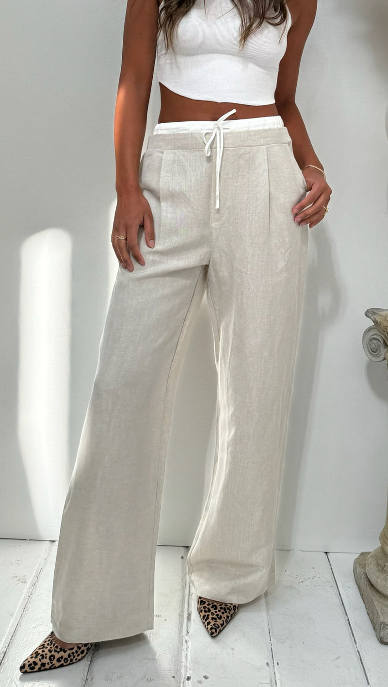 Steffi Contrast Pant - Natural