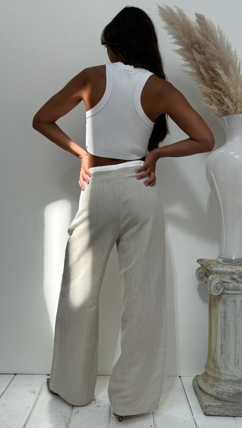 Steffi Contrast Pant - Natural