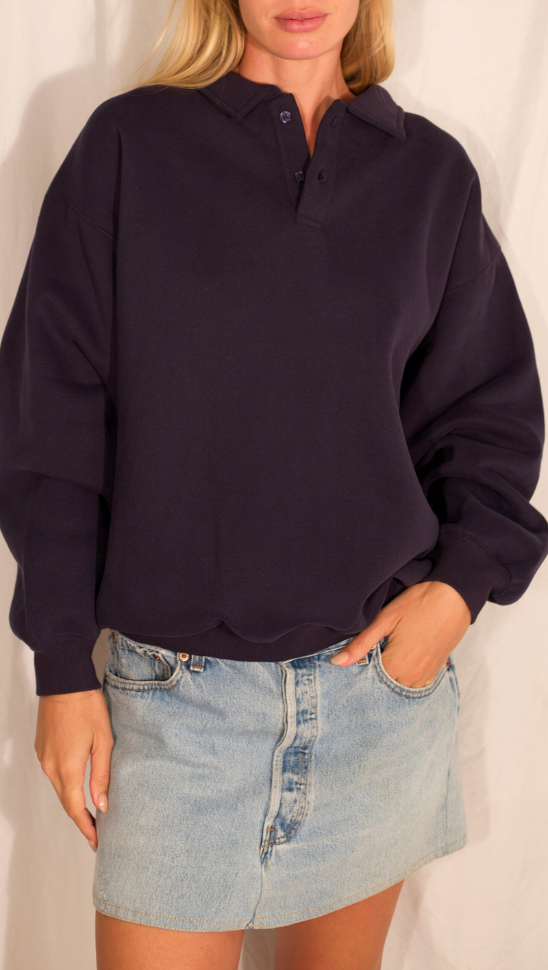 Cosette Polo Sweater - Navy