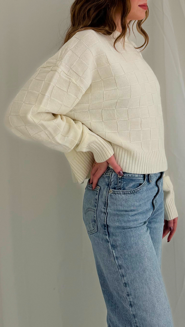 Wisteria Checkered Sweater - Cream