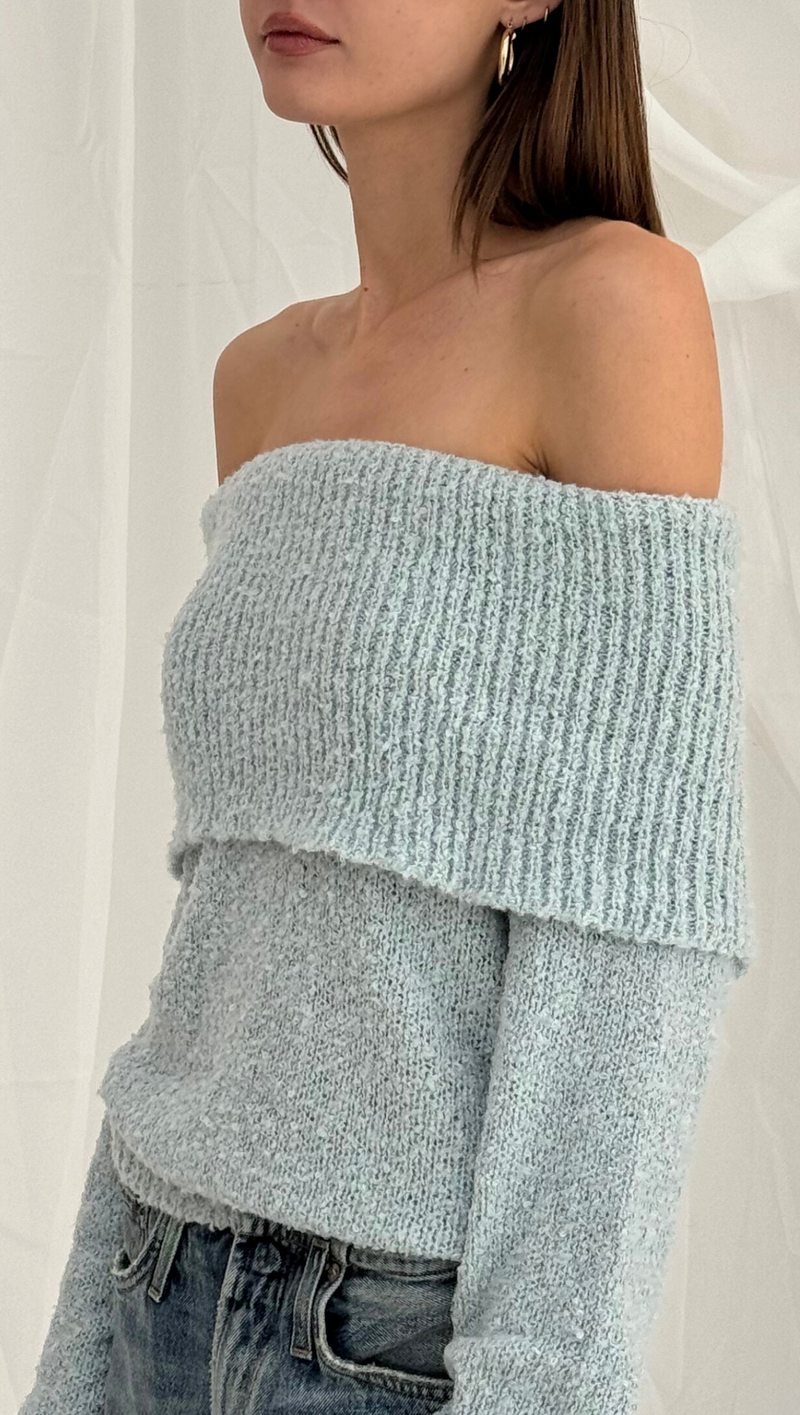 Frankie Off The Shoulder Sweater - Aqua