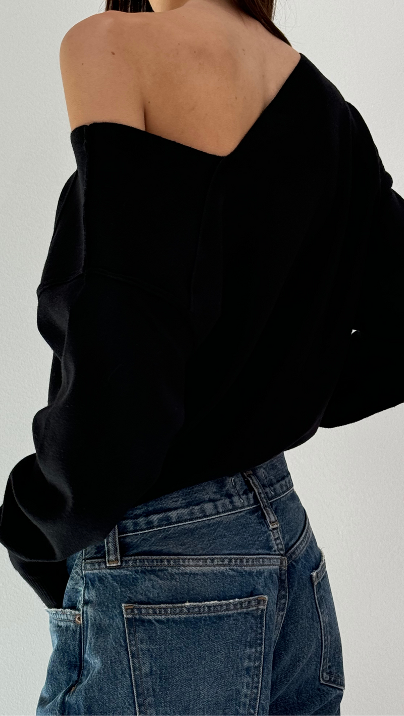 Favorite Off Shoulder Sweater - Black