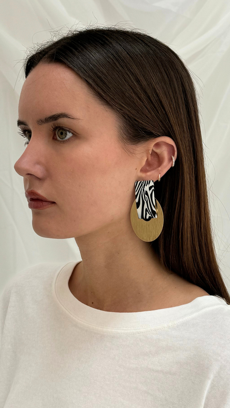 Funky Statement Earring - Zebra