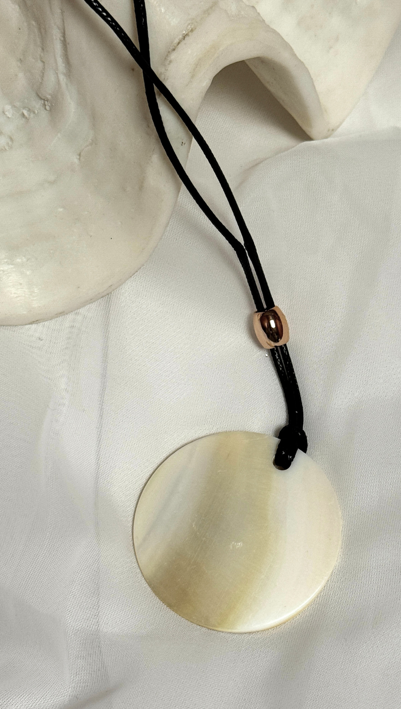 Shell Moon Rope Pendant Necklace