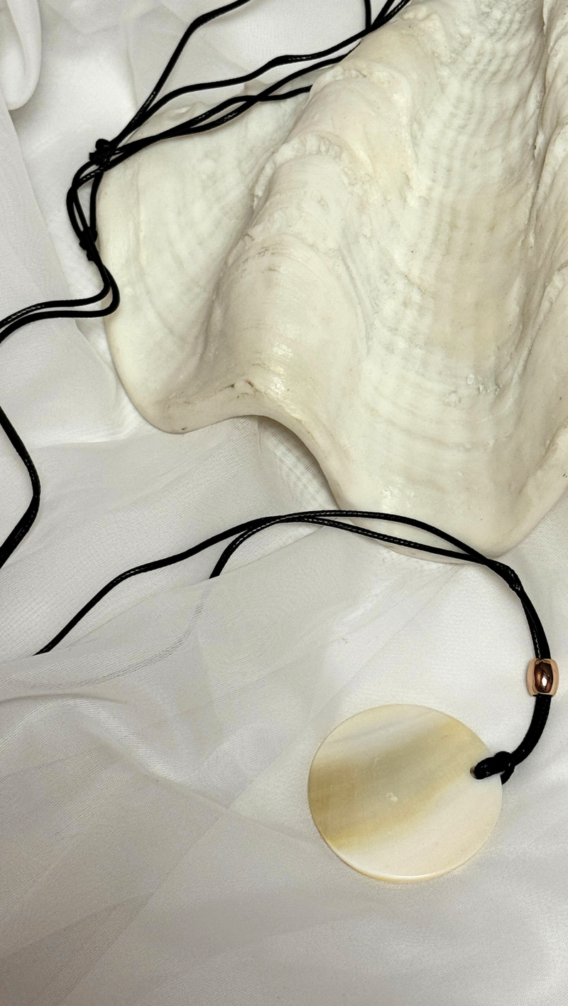 Shell Moon Rope Pendant Necklace
