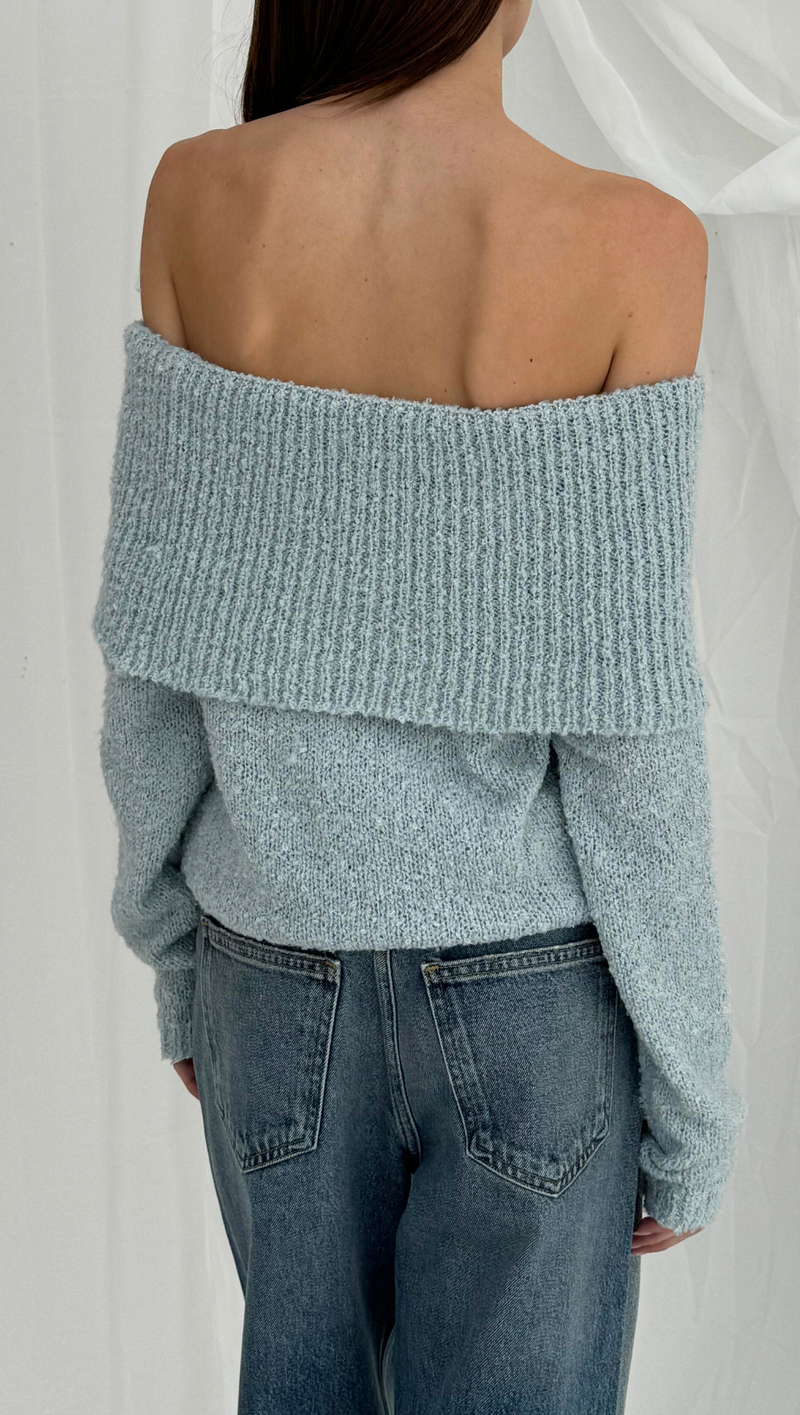 Frankie Off The Shoulder Sweater - Aqua