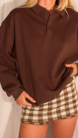 Cosette Polo Sweater - Dark Brown