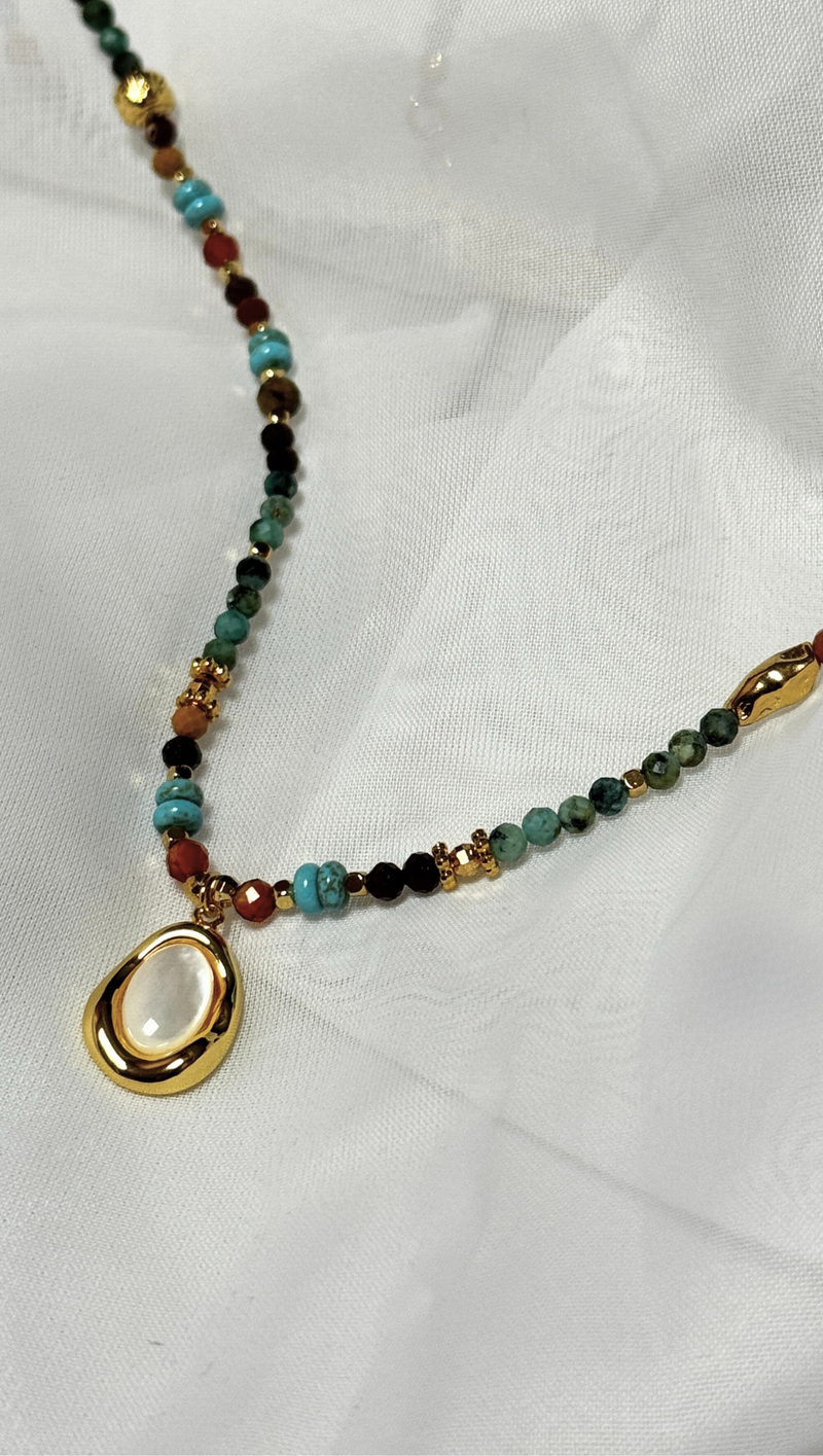 Beaded Layering Necklace -Pearl Stone
