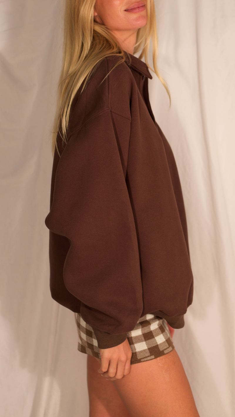 Cosette Polo Sweater - Dark Brown