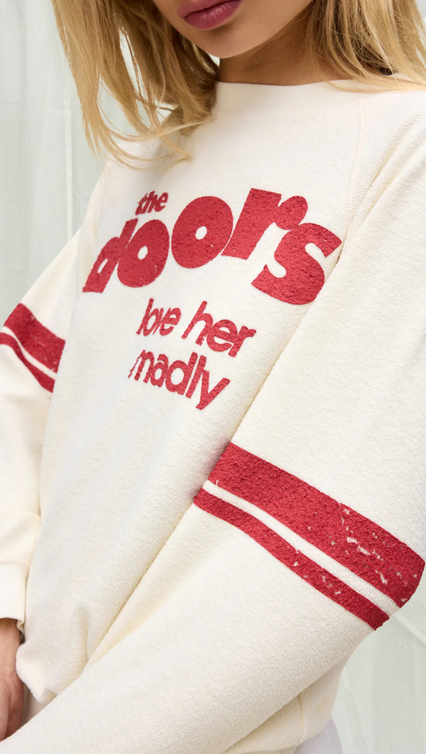 The Doors Love Her Madly Reverse Raglan Crew - Stone Vintage