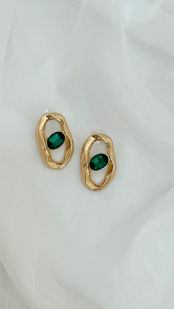 Orb Earring - Emerald/ Gold