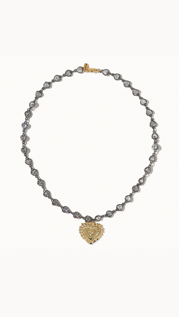 The Crystal Heart Necklace - Gunmetal