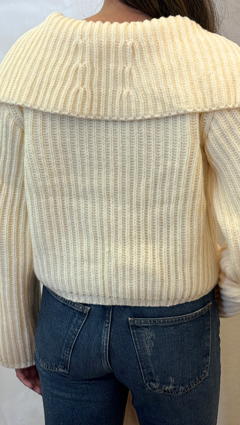 Lauren Chunky Collared Cardigan - Ivory