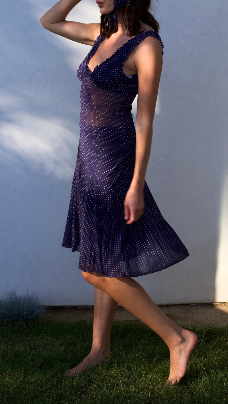 Alia Skirt Set and Scarf - Navy/White