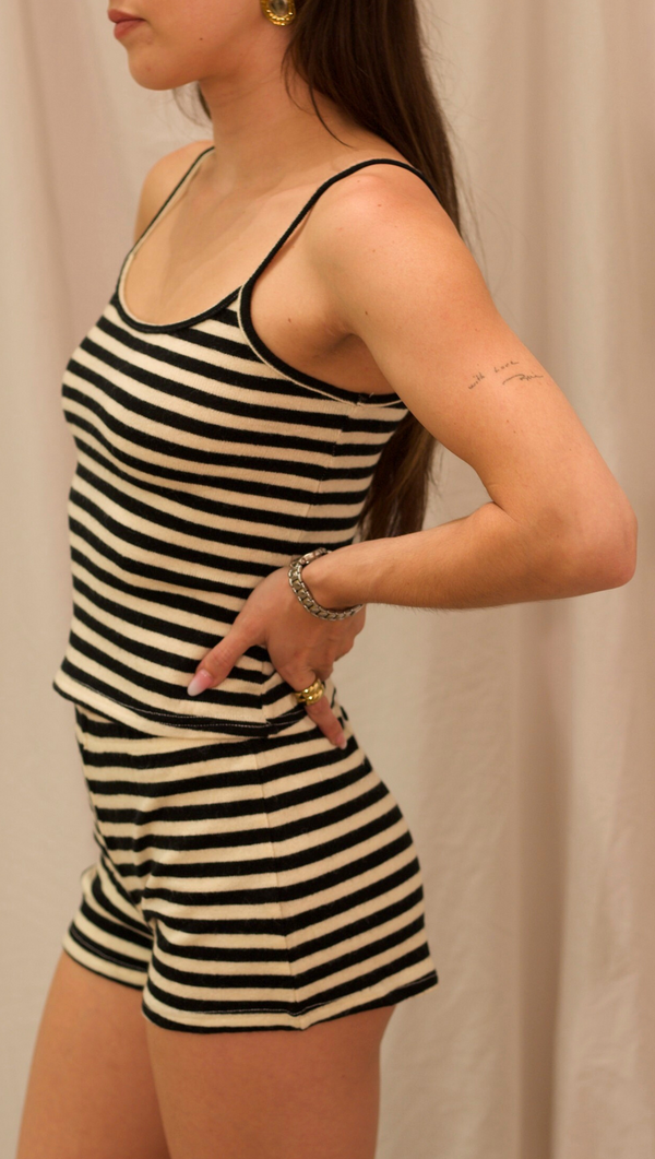 Delilah Striped Shorts- Black Stripe