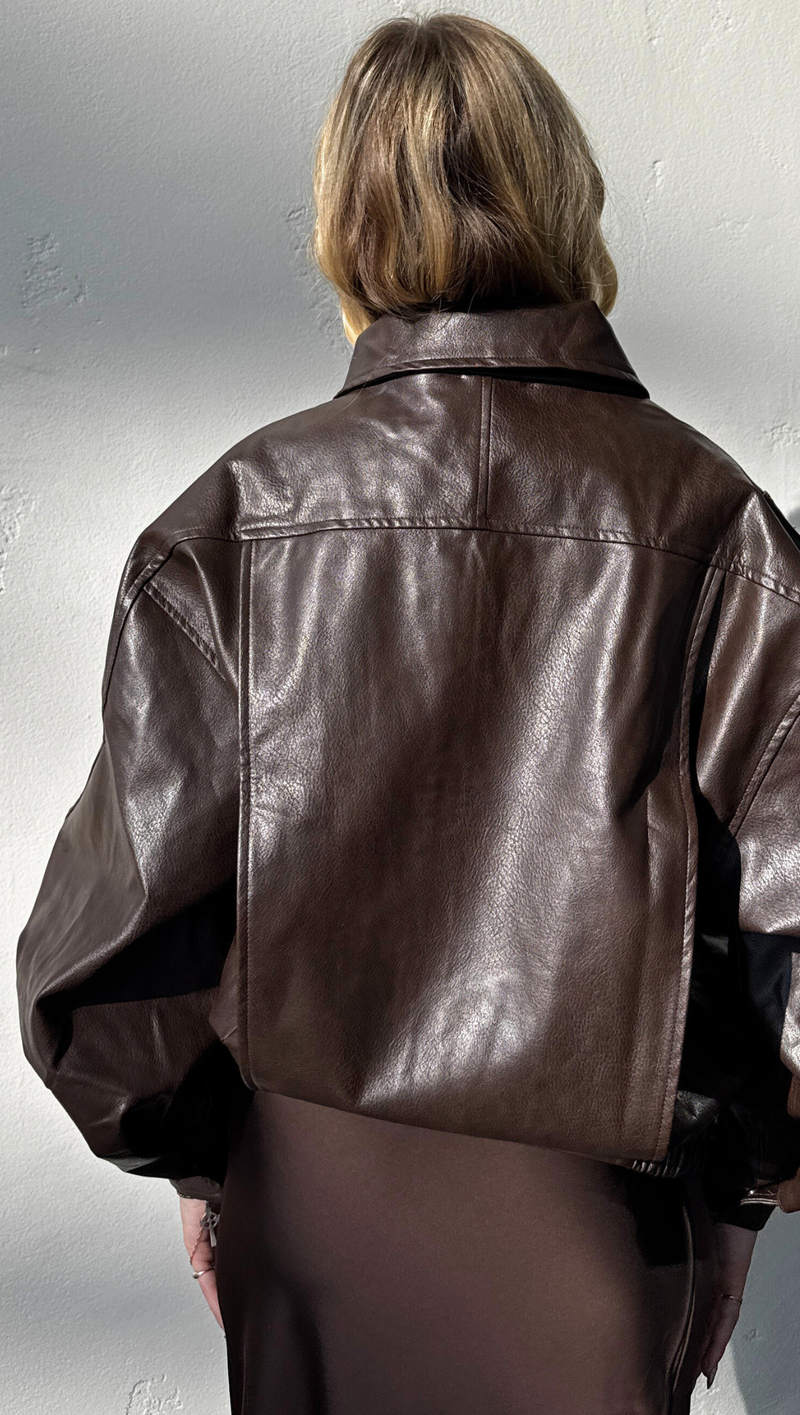 Blythe Leather Bomber - Brown