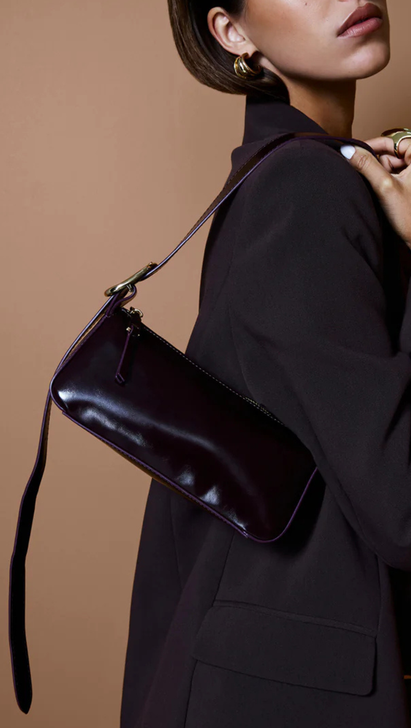 Hailey Shoulder Bag - Merlot Shine