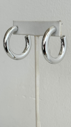 Chunky Open Hoop Earring - Silver