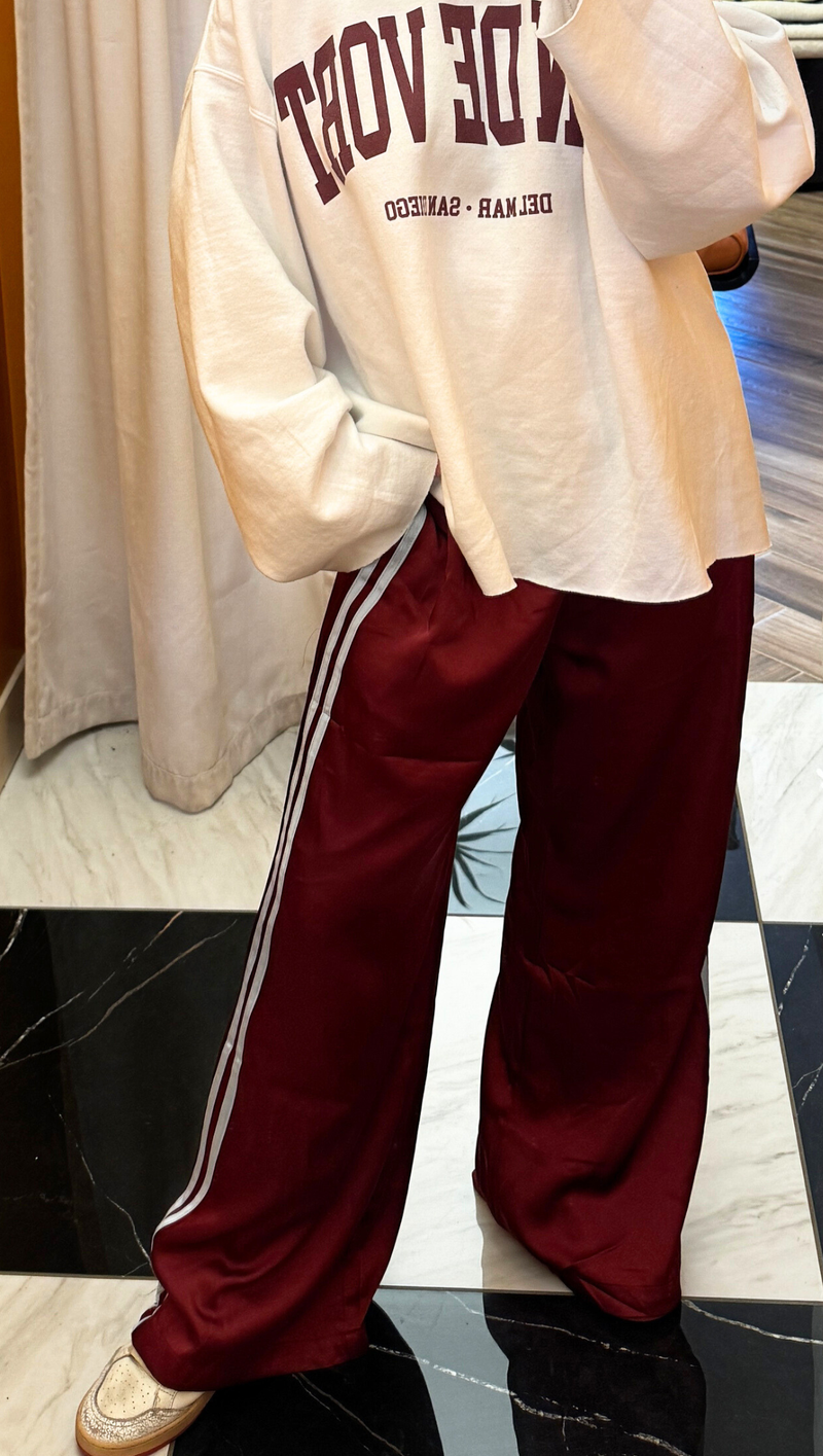 Anine Varsity Stripe Pant - Burgundy